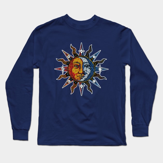 Celestial Mosaic Sun/Moon Long Sleeve T-Shirt by sandersart